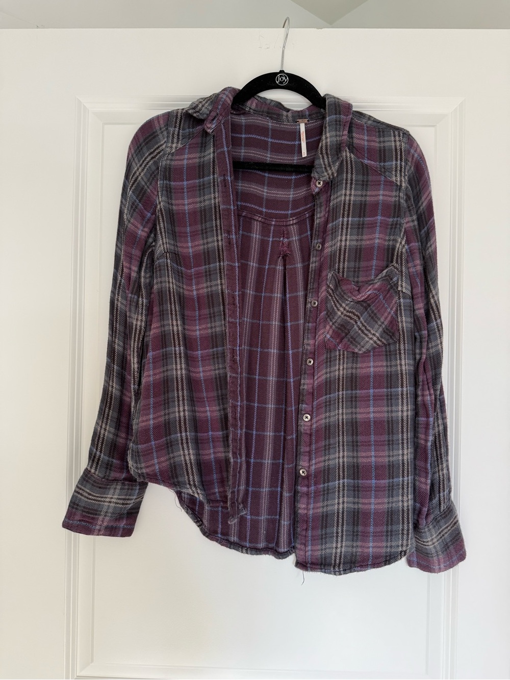 Free People Purple Plaid Button-Down Shirt size small